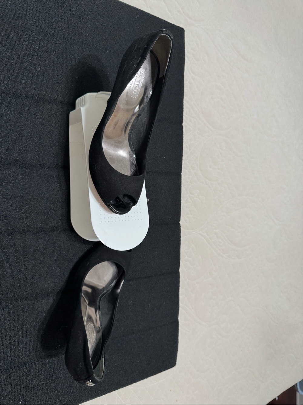 Coach Black Suede Peep-Toe Pumps